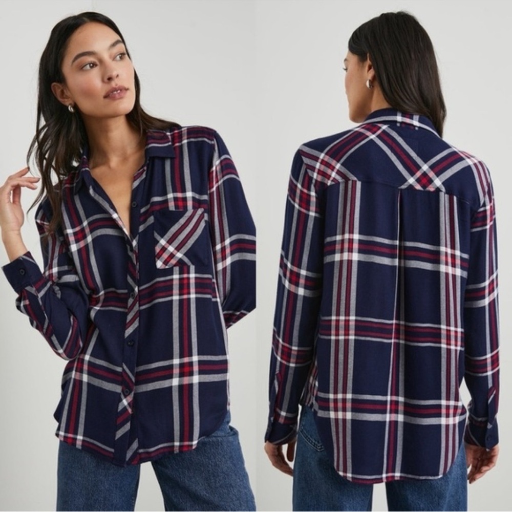 Westbound Woman Navy Red Plaid
Button Up Shirt Size 2X Long Sleeves